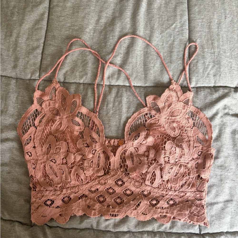 Free People Adella Pink Lace Bra Top